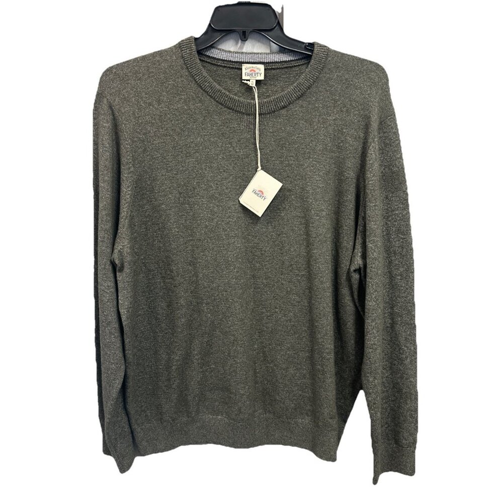 Faherty Men’s XXL Sweater Olive Heather Jackson Crew Pullover Knit Long Sleeve - Picture 1 of 8
